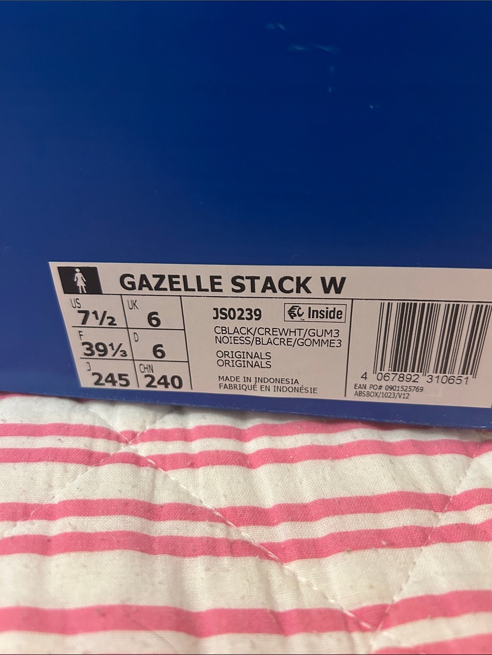 adidas Gazelle Platform Sneakers - Black with Cream Stripes - Picture 3 of 3